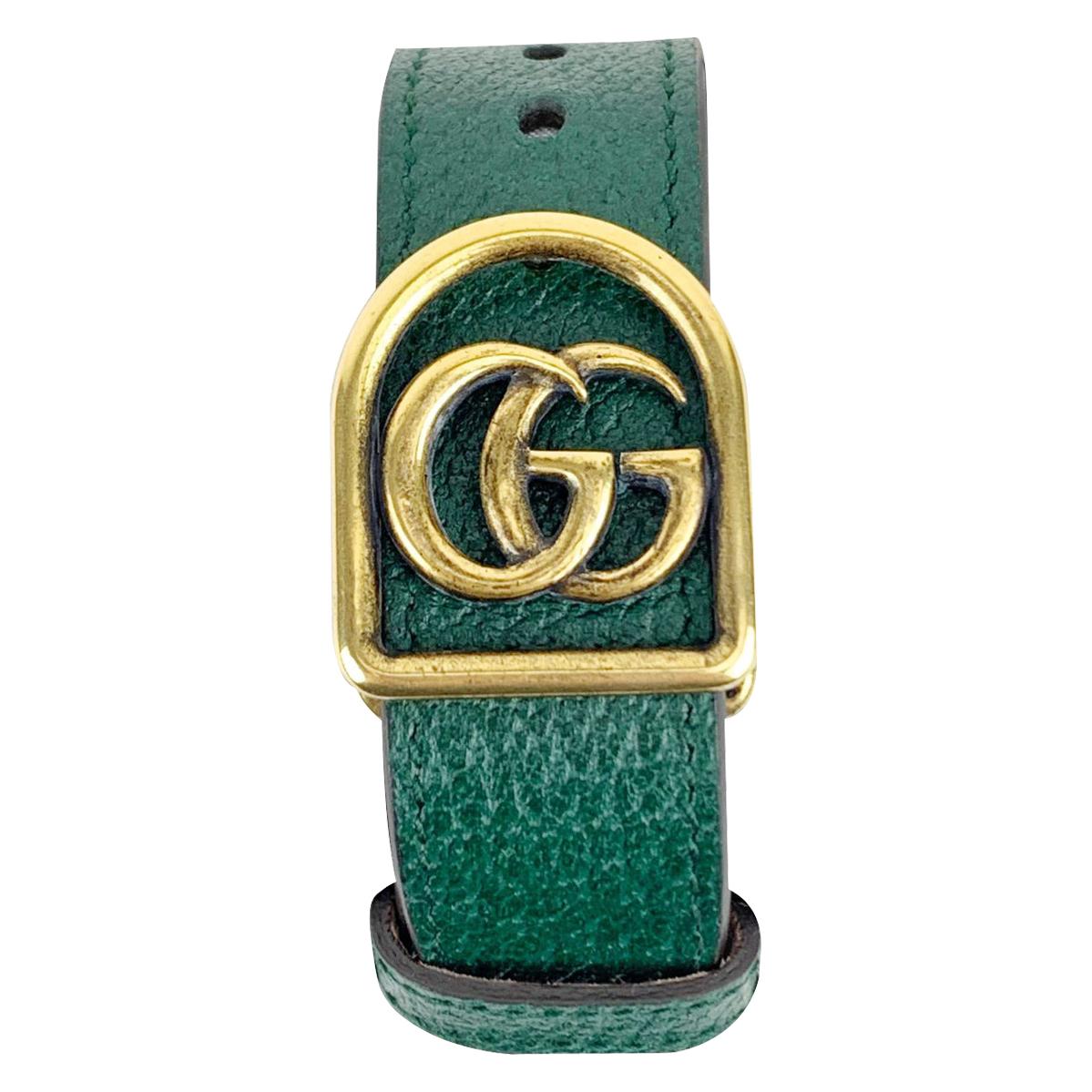 Gucci Green Leather GG Marmont Belt Bracelet Size L Never Worn