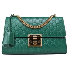 Gucci Green Leather Guccissima Large Padlock Shoulder Bag