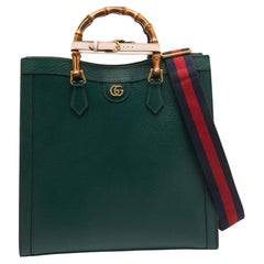 Gucci Green Leather Large Bamboo Diana Tote