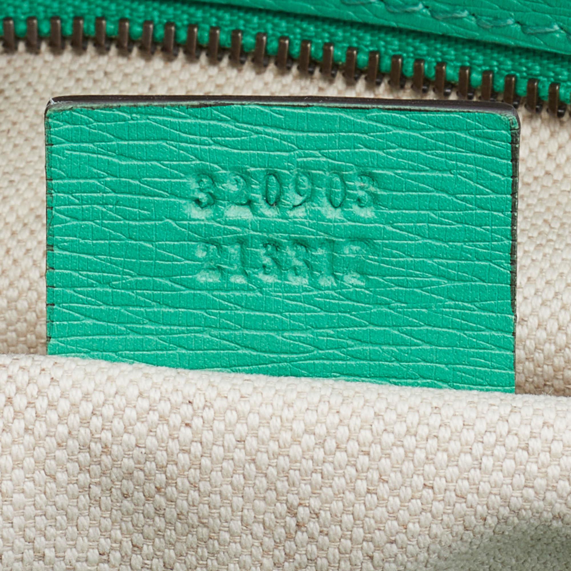 Gucci Green Leather Large Bright Bit Tote In New Condition In Dubai, Al Qouz 2