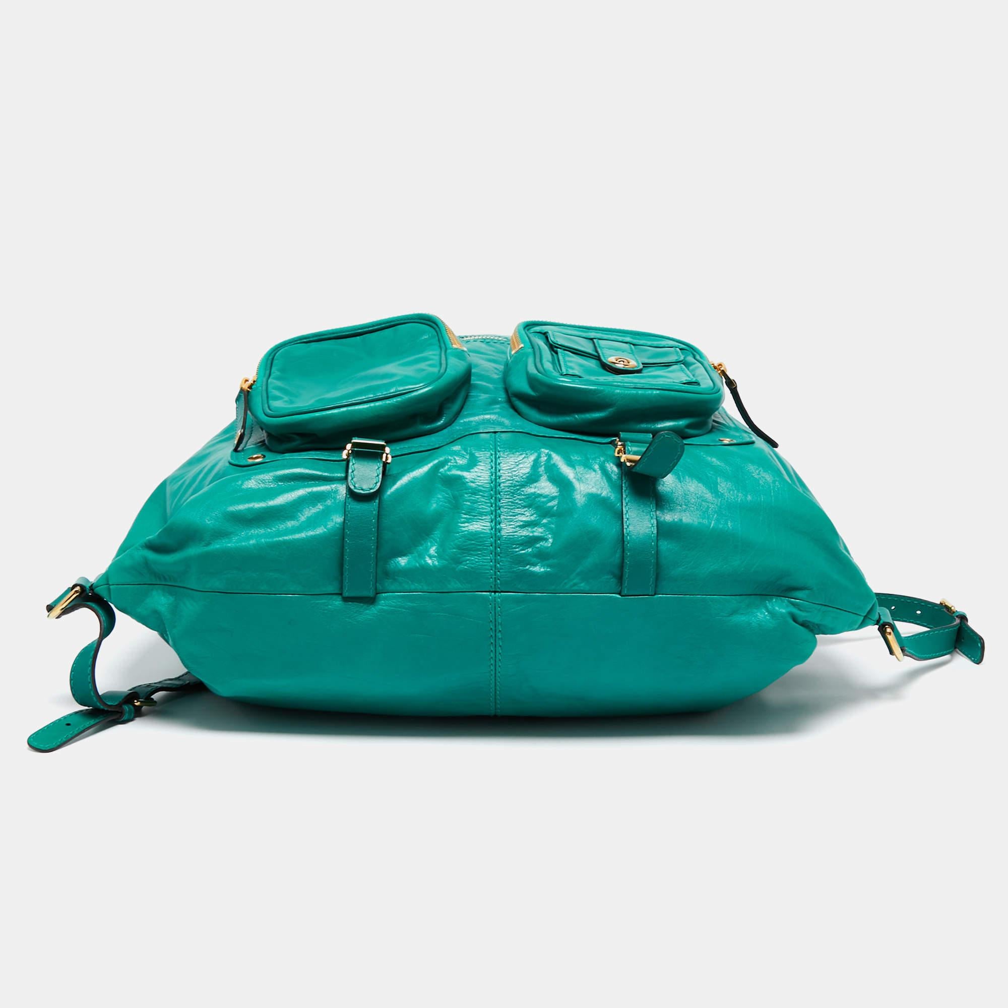 Women's Gucci Green Leather Large Darwin Convertible Backpack