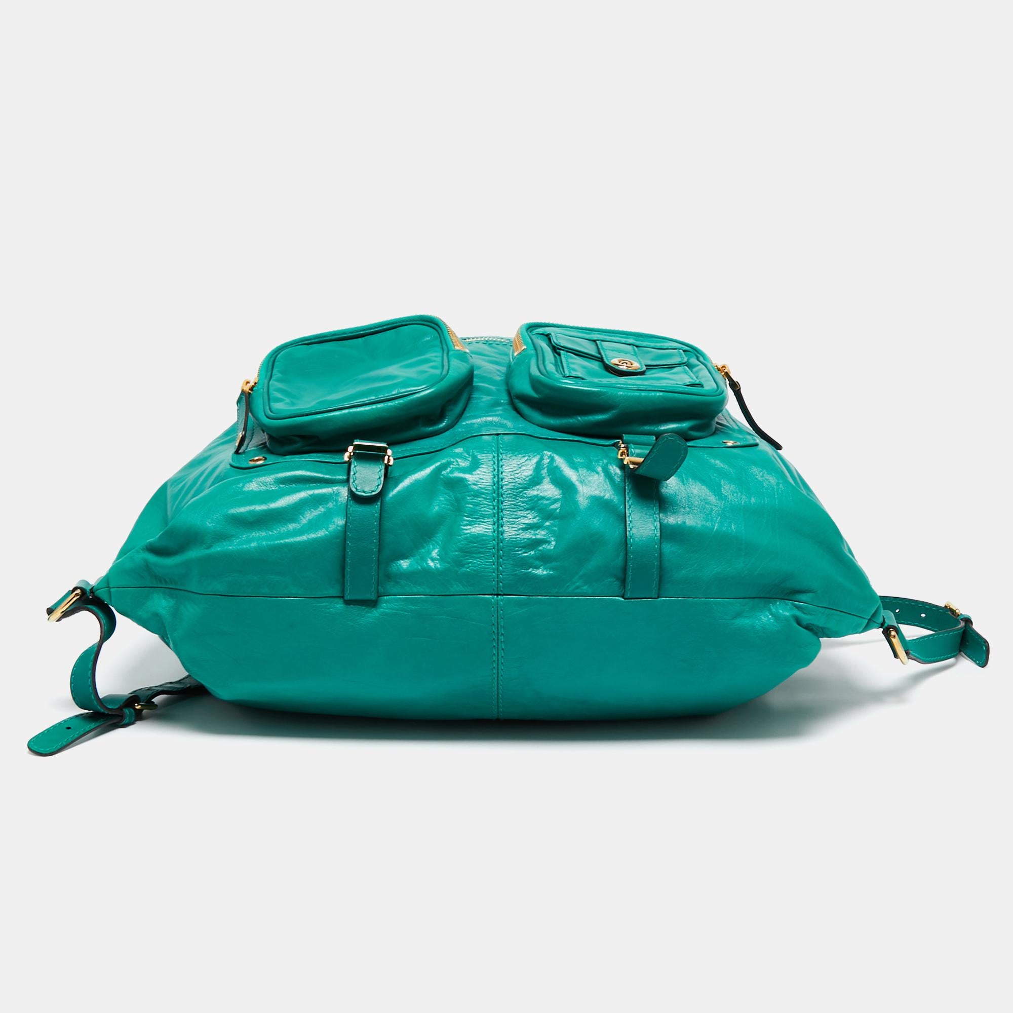 Gucci Green Leather Large Darwin Convertible Backpack For Sale at 1stDibs
