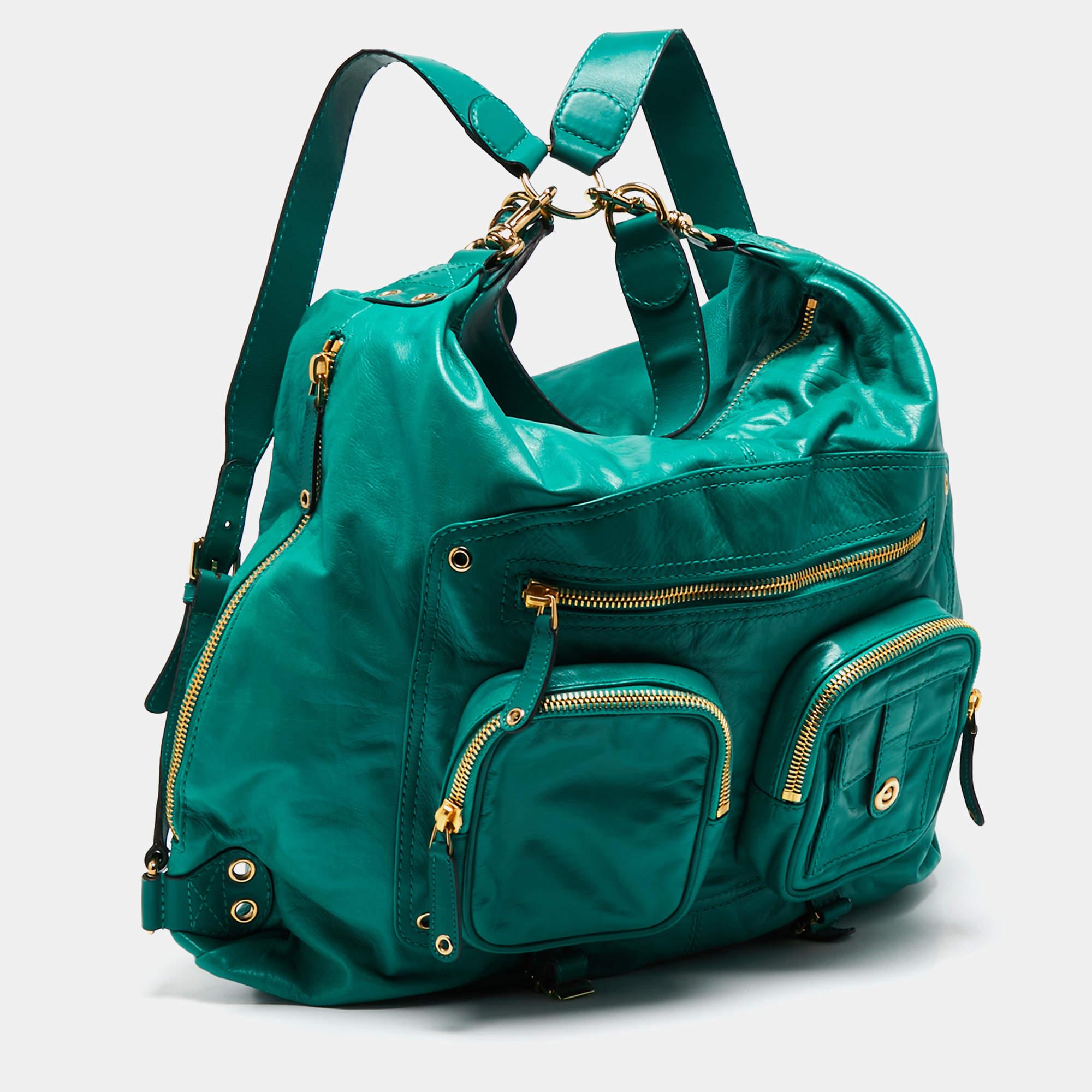Gucci Green Leather Large Darwin Convertible Backpack 2
