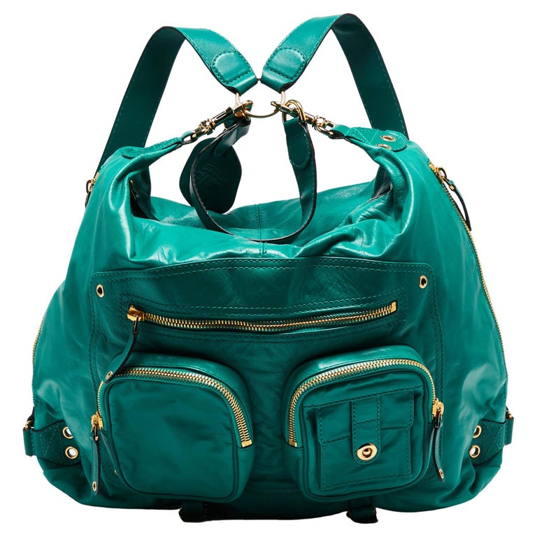 Gucci Green Leather Large Darwin Convertible Backpack For Sale at 1stDibs
