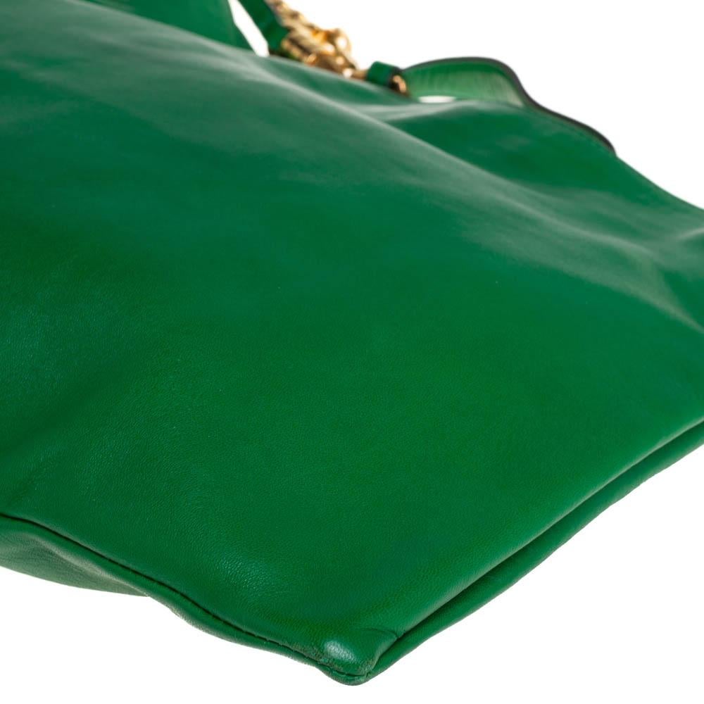 Gucci Green Leather Large Gucci 1970 Shoulder Bag In Good Condition In Dubai, Al Qouz 2