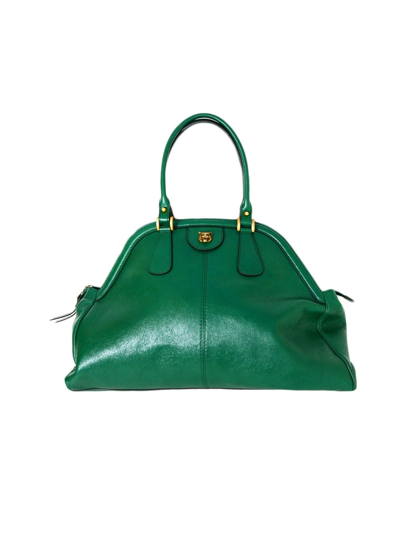 green leather tote bag