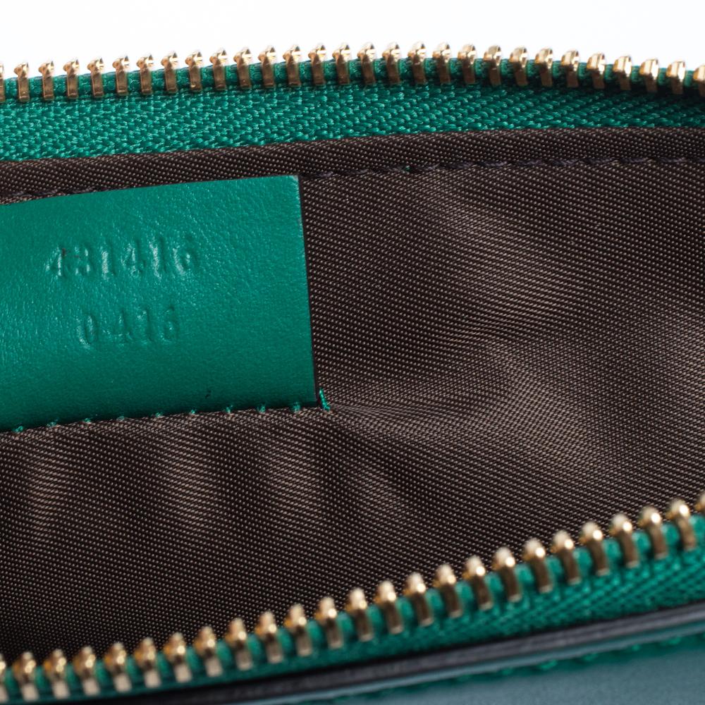 Gucci Green Leather L'Aveugle Par Amour Pouch 4