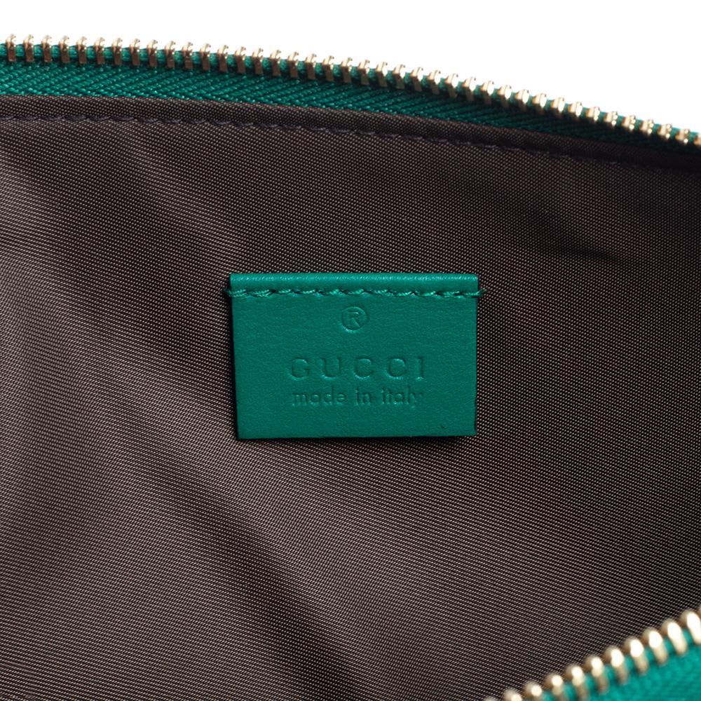 Gucci Green Leather L'Aveugle Par Amour Pouch 5