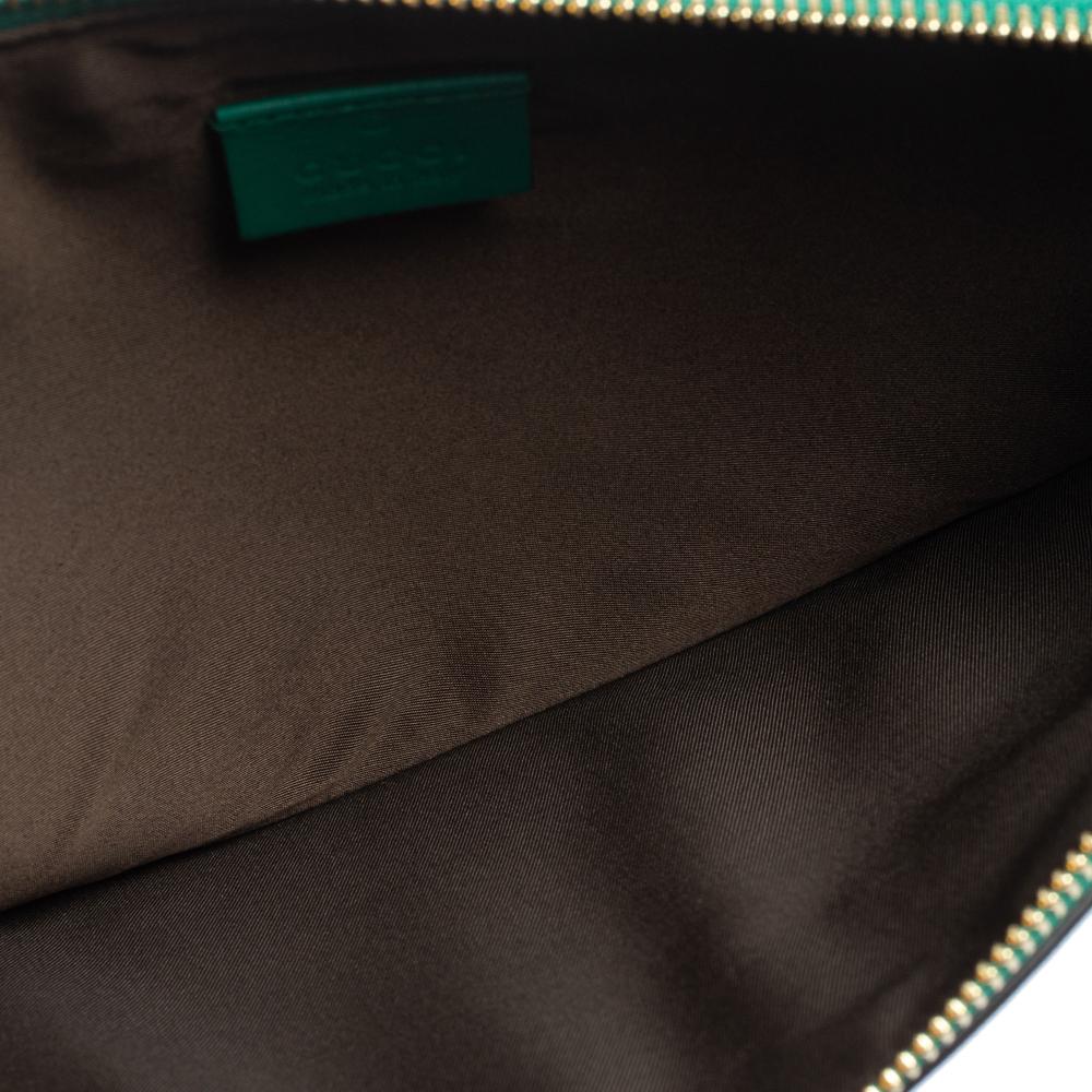 Gucci Green Leather L'Aveugle Par Amour Pouch 6