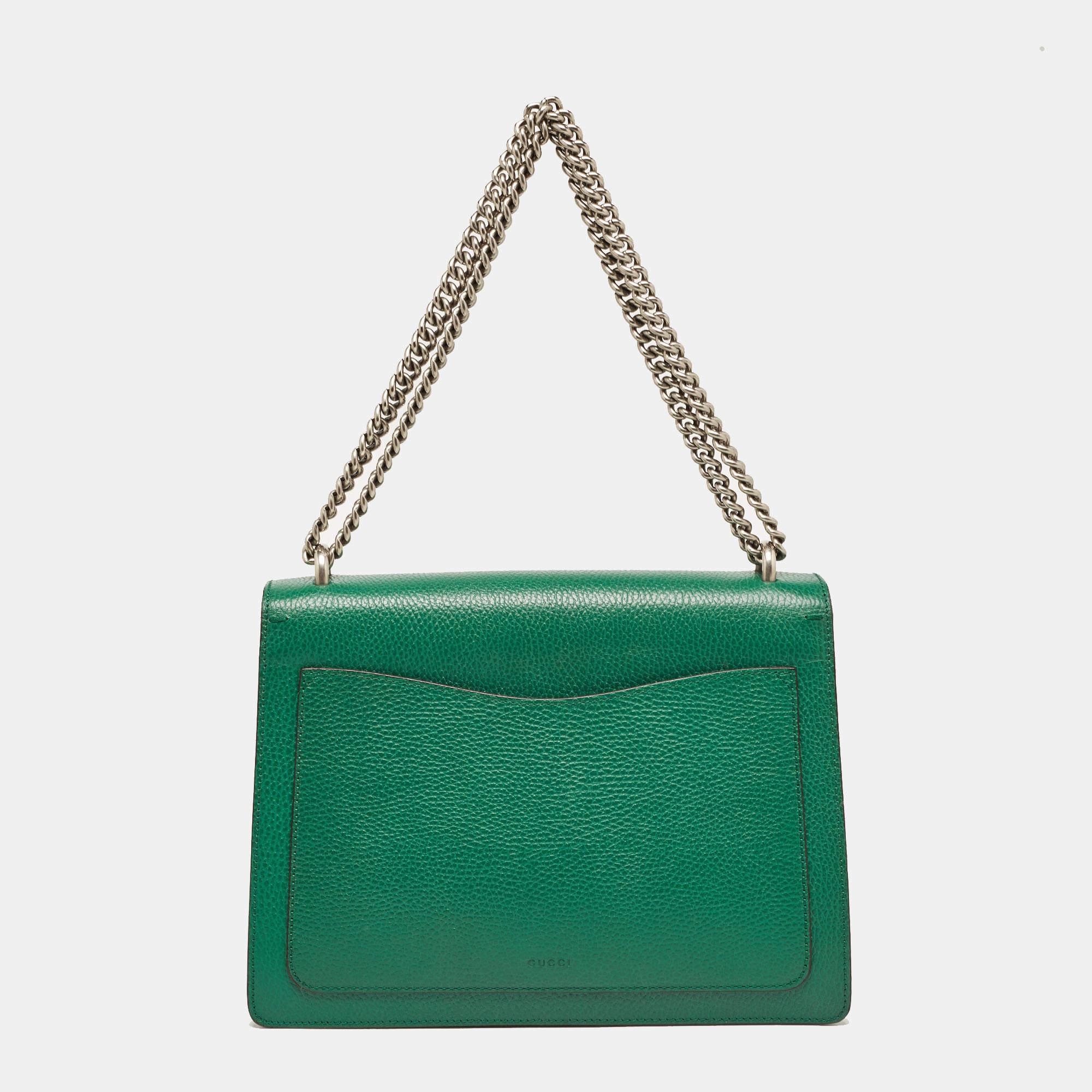 Gucci Green Leather Medium Dionysus Shoulder Bag For Sale 6