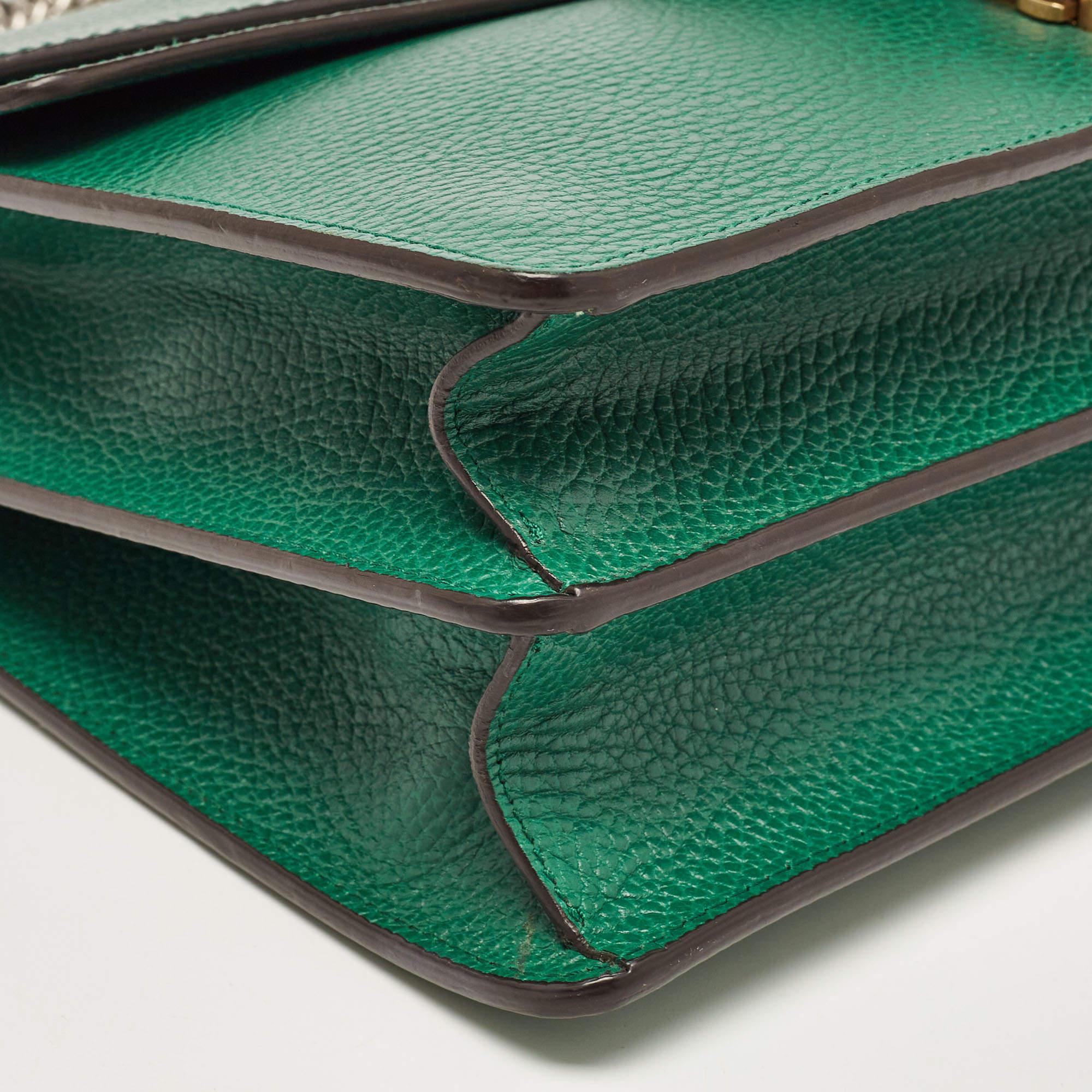 Gucci Green Leather Medium Dionysus Shoulder Bag For Sale 8