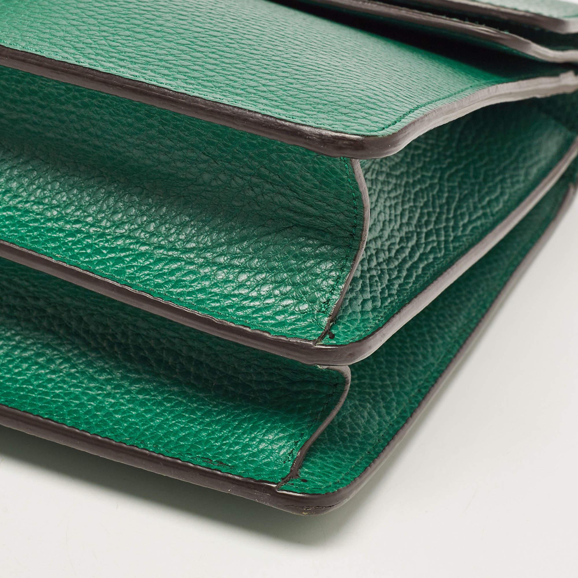 Gucci Green Leather Medium Dionysus Shoulder Bag For Sale 10