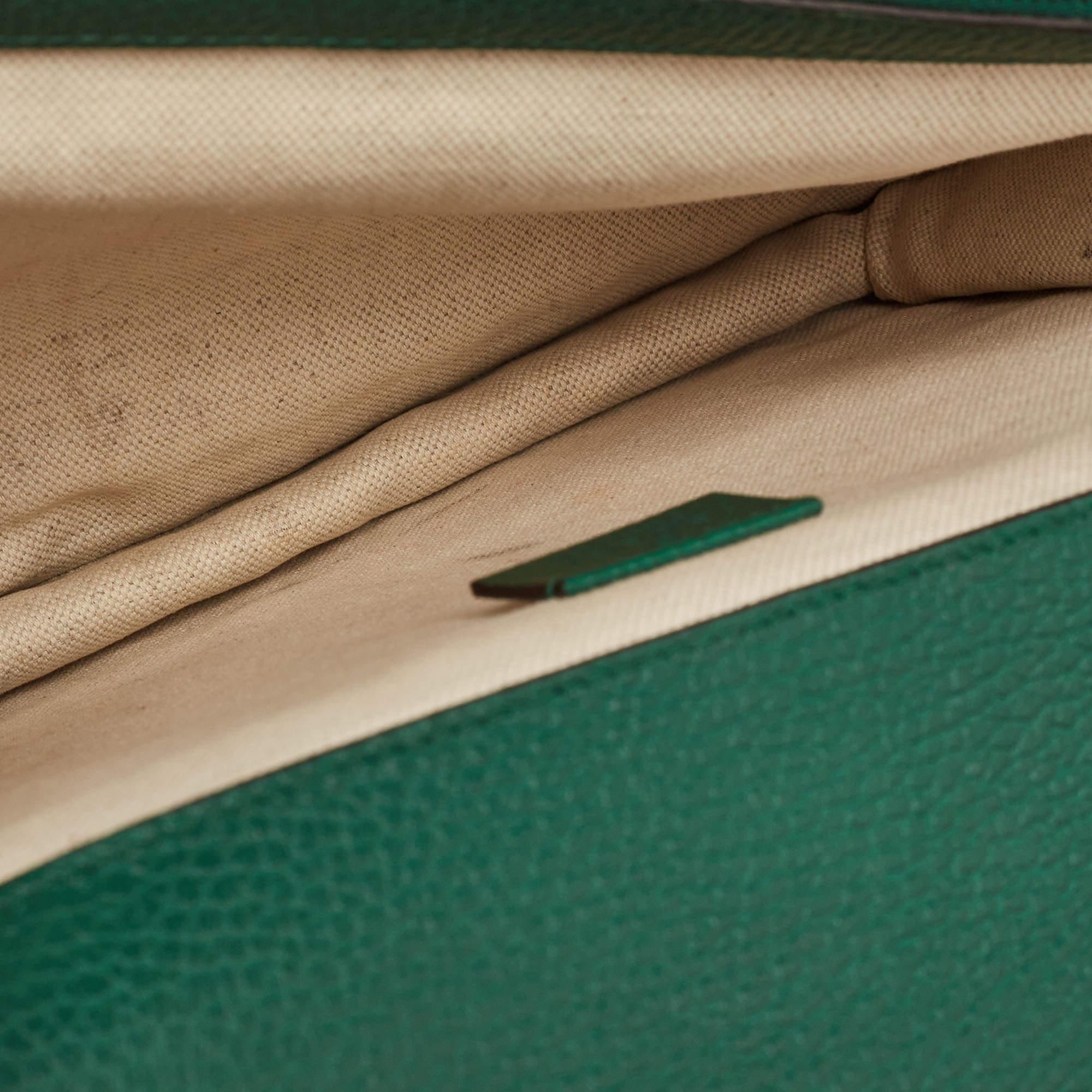 Gucci Green Leather Medium Dionysus Shoulder Bag For Sale 4