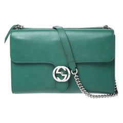 Gucci Green Leather Medium Interlocking GG Shoulder Bag