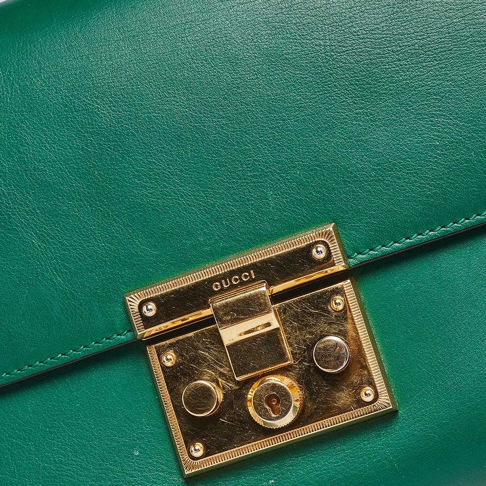 Women's Gucci Green Leather Medium Padlock Shoulder Bag