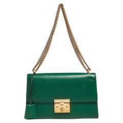 Gucci - Sac à bandoulière Padlock en cuir vert, taille moyenne