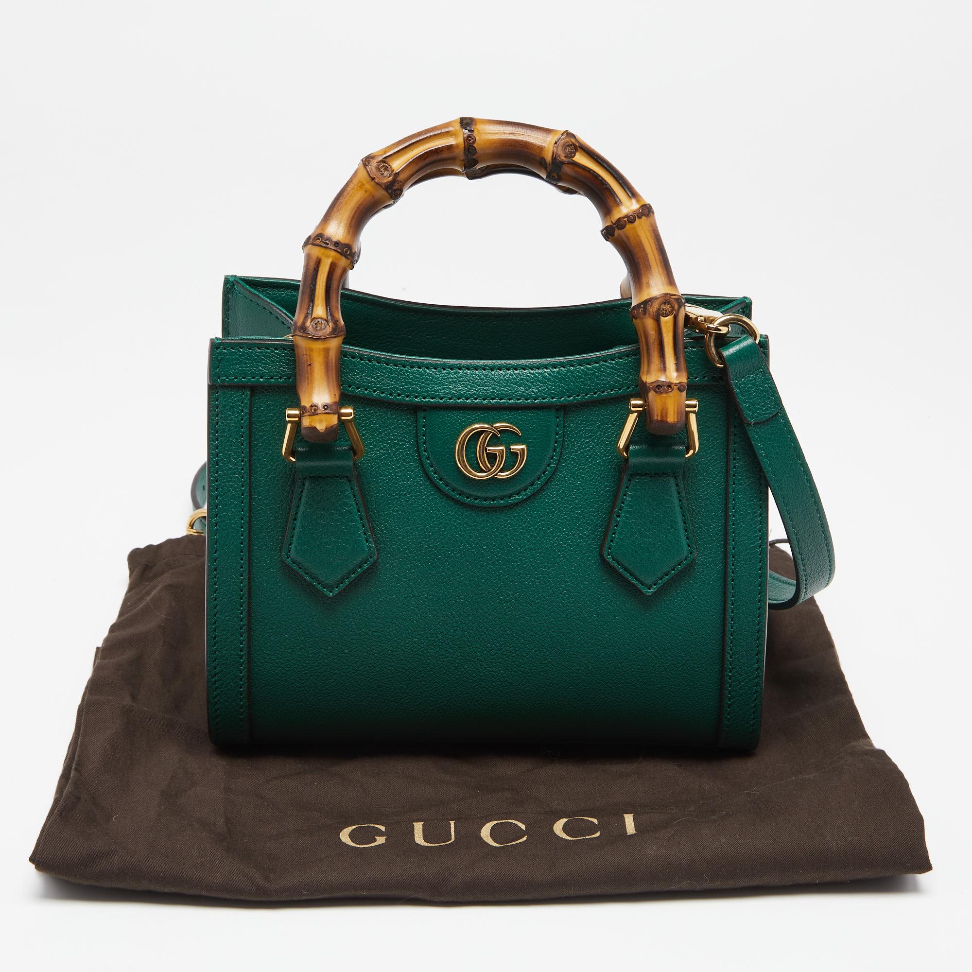 Gucci Green Leather Mini Diana Tote 5