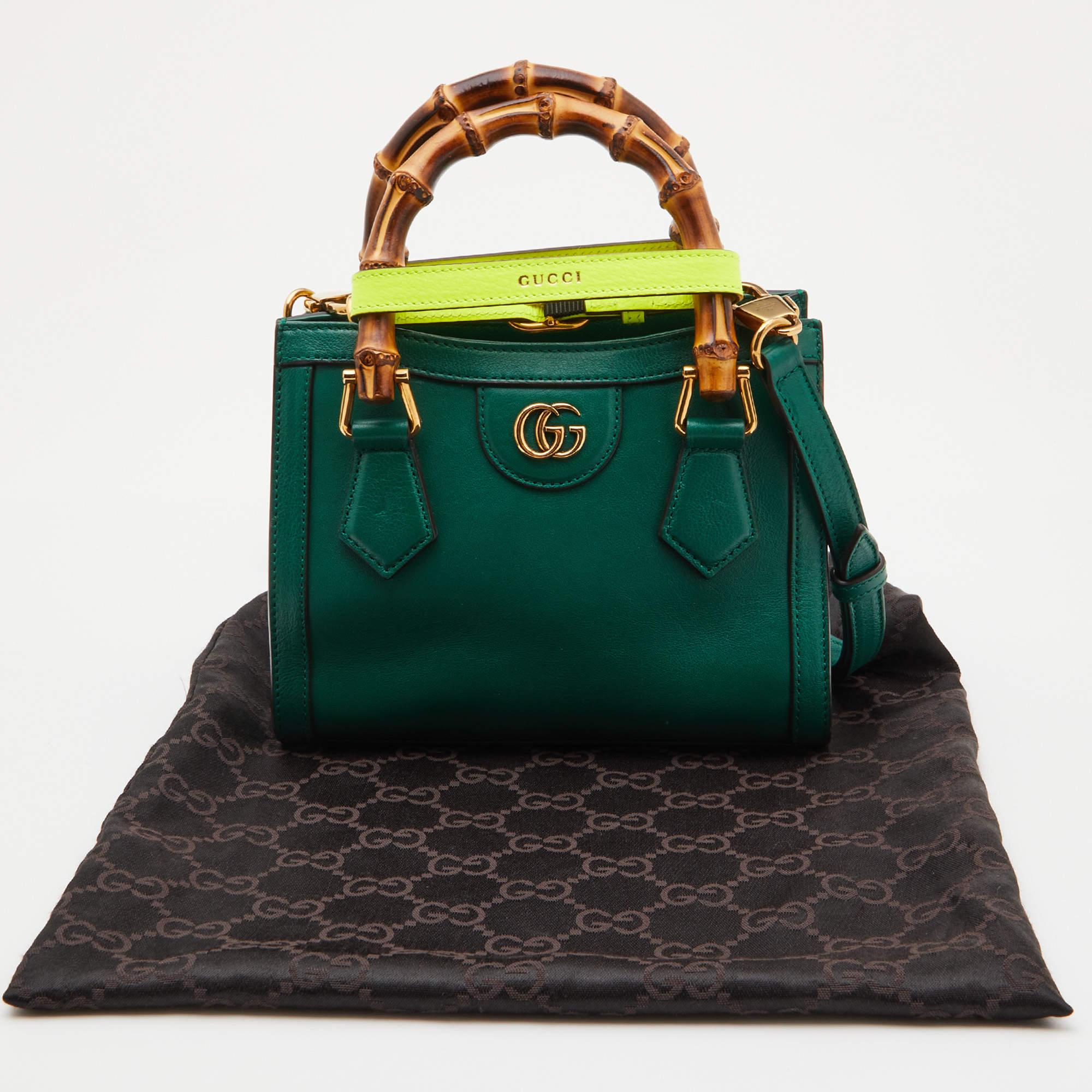 Gucci Green Leather Mini Diana Tote 3