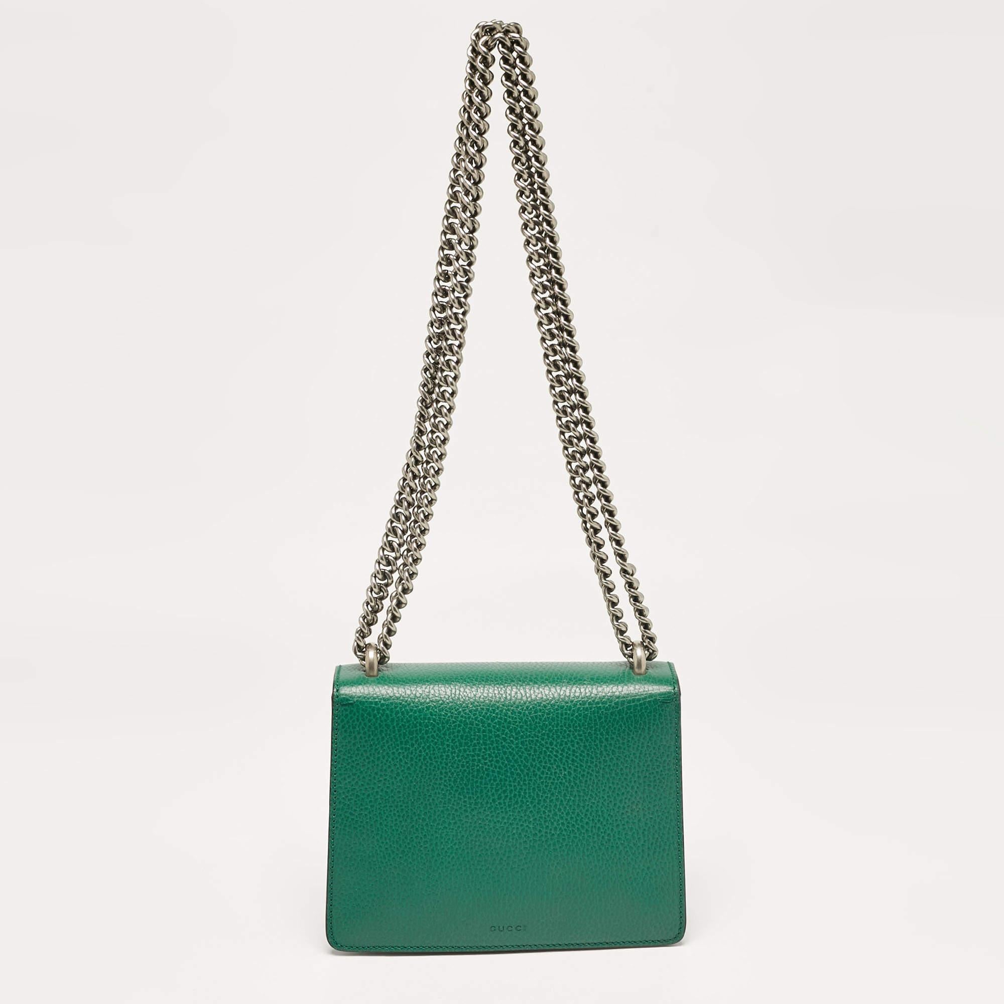 Women's Gucci Green Leather Mini Dionysus Shoulder Bag