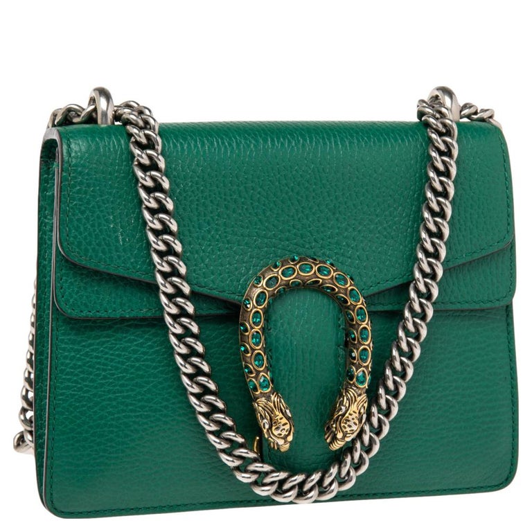 Specificiteit Verwarren Schiereiland Gucci Green Leather Mini Dionysus Shoulder Bag at 1stDibs