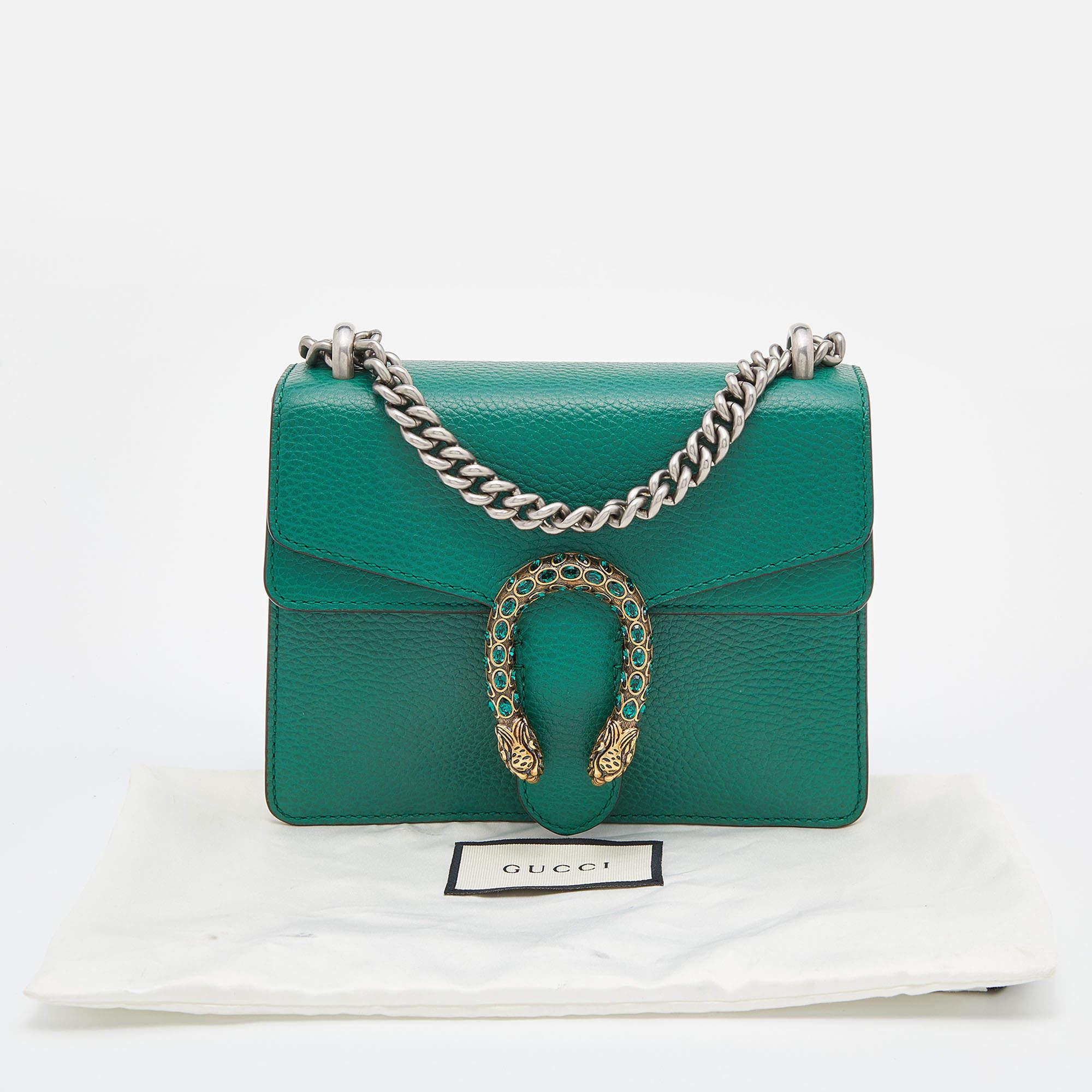 Gucci Green Leather Mini Dionysus Shoulder Bag 3