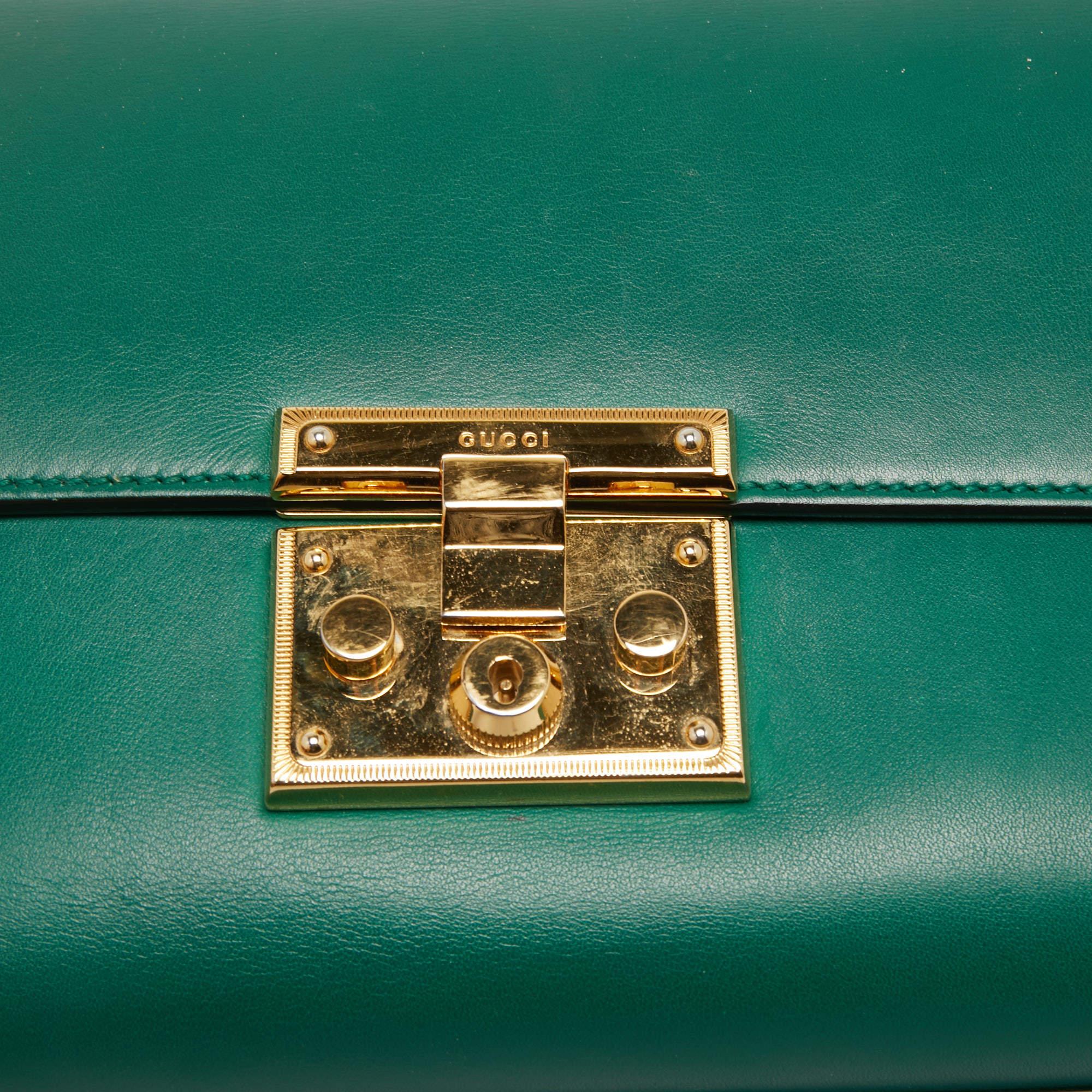 Gucci Green Leather Padlock Shoulder Bag 6