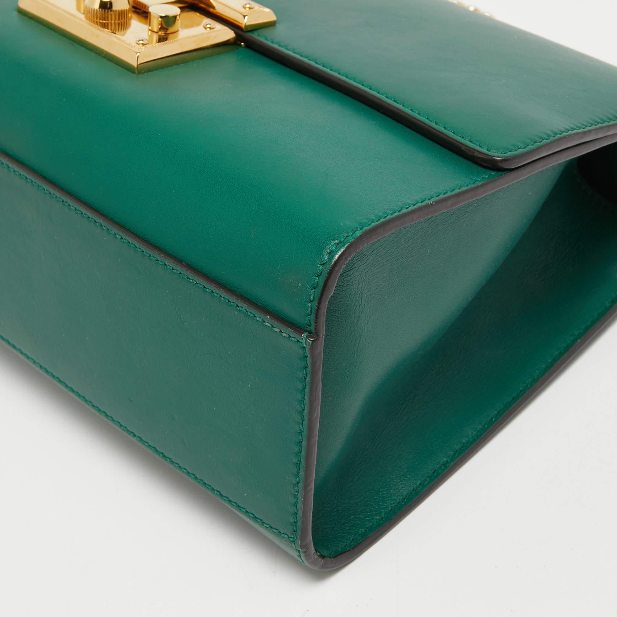 Gucci Green Leather Padlock Shoulder Bag 7