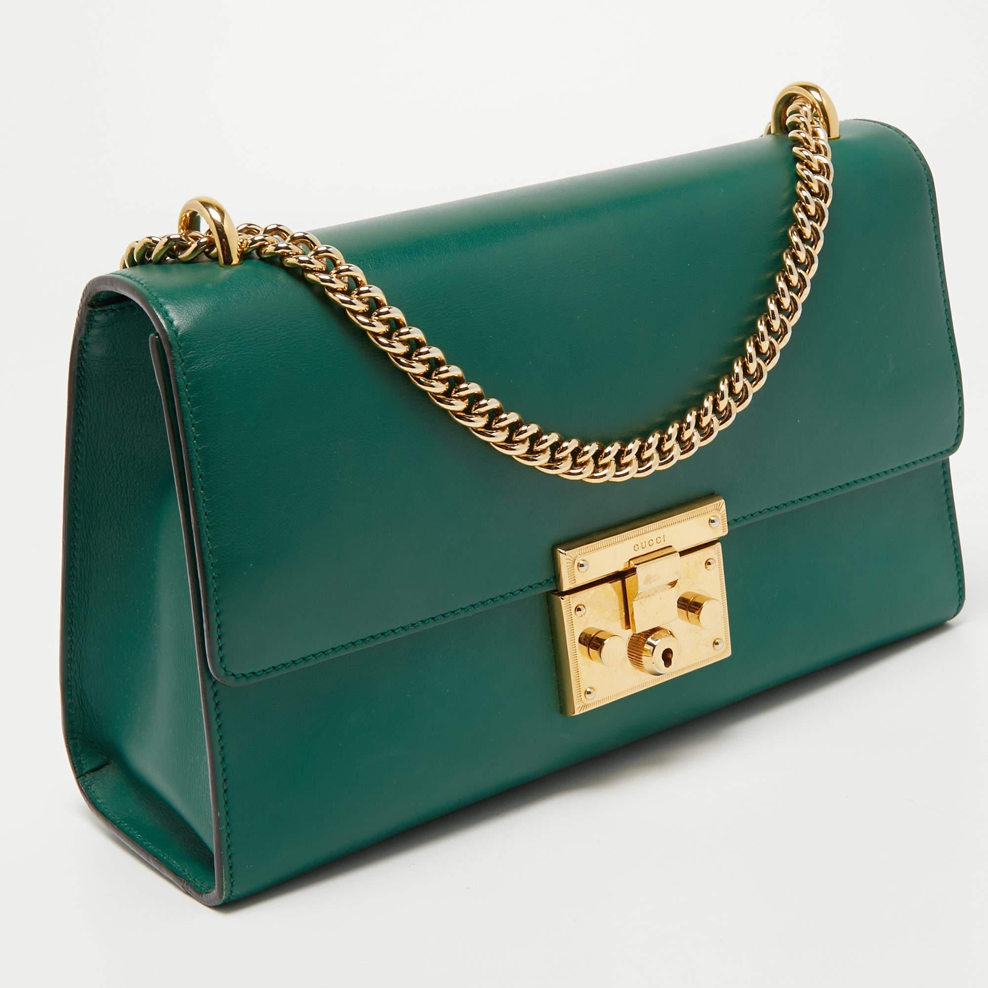 Women's Gucci Green Leather Padlock Shoulder Bag
