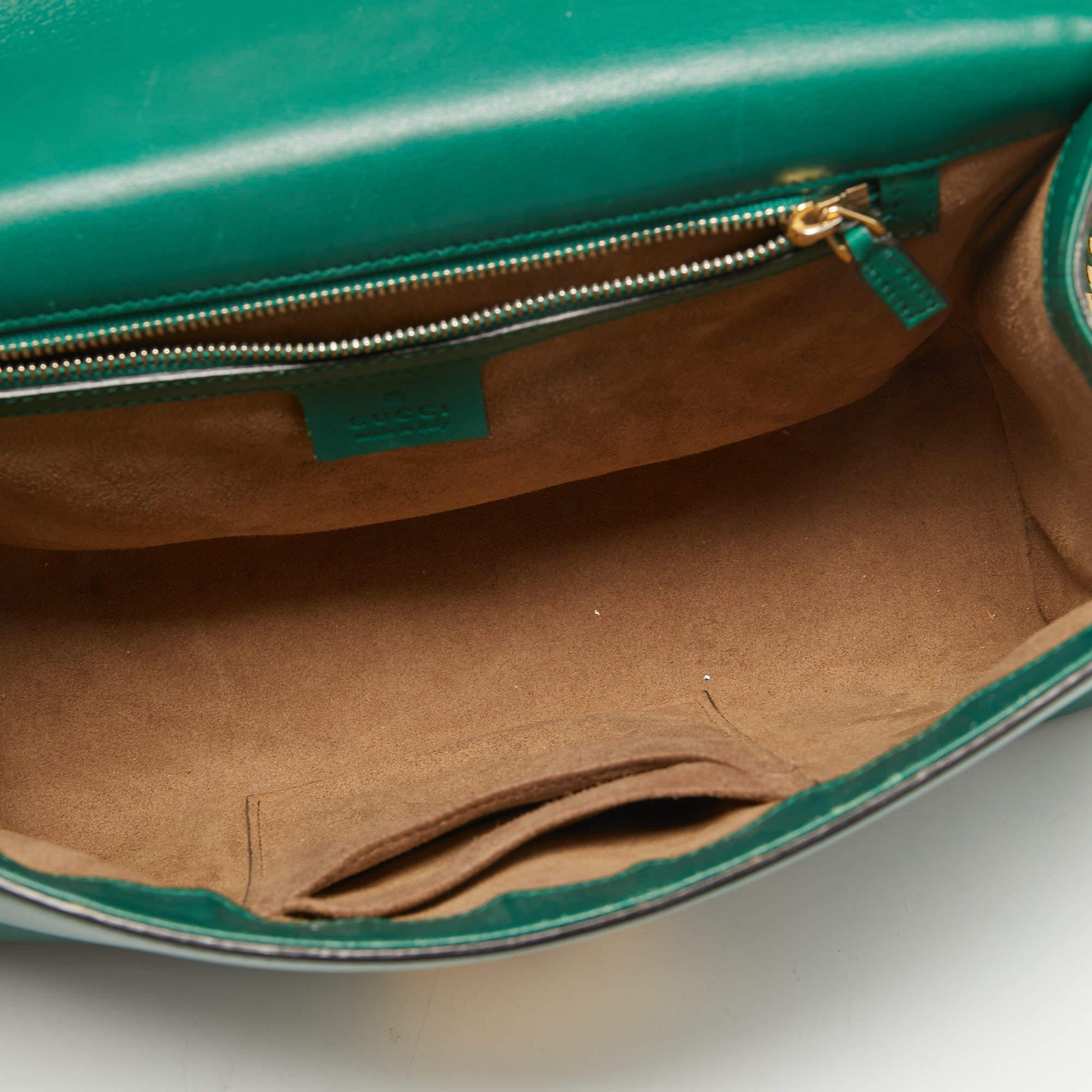 Gucci Green Leather Padlock Shoulder Bag 3