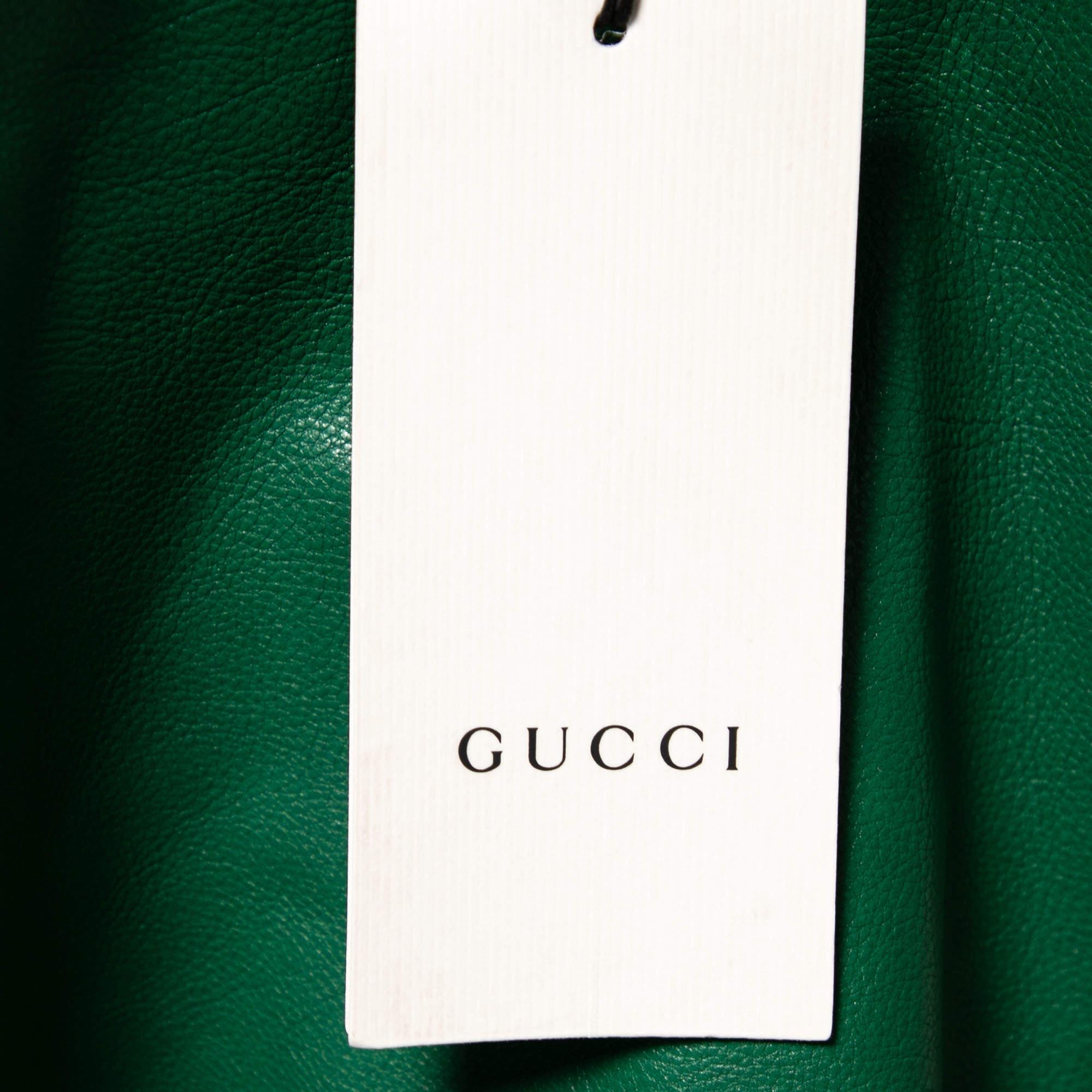 Gucci Green Leather Pencil Midi Skirt M For Sale 1