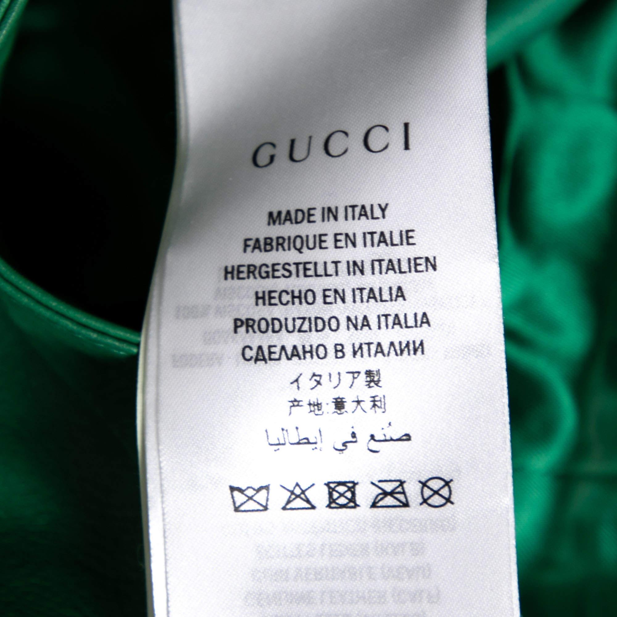 Gucci Green Leather Pencil Midi Skirt M For Sale 2