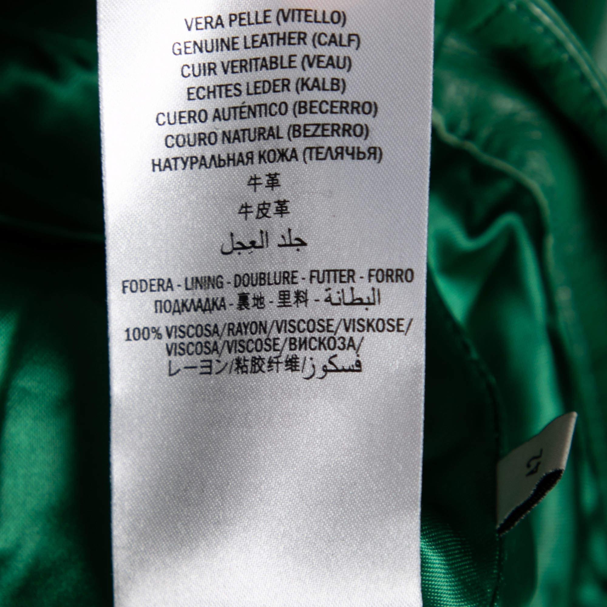 Gucci Green Leather Pencil Midi Skirt M For Sale 3