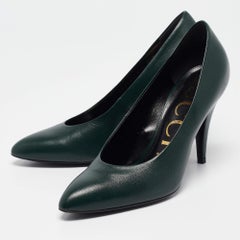 Gucci Green Leather Pointed Toe Pumps Size 37.5