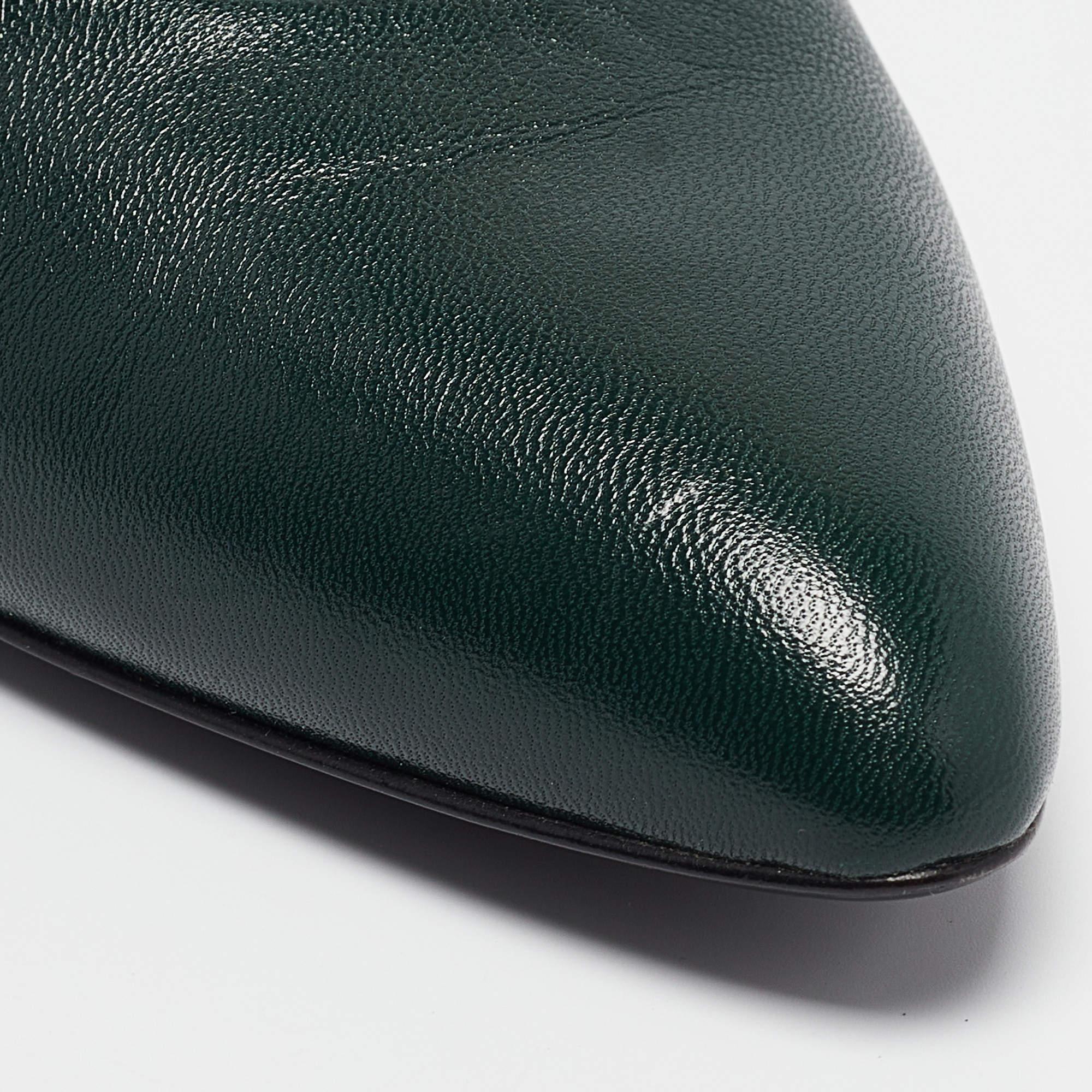 Gucci Green Leather Pointed Toe Pumps Size 37.5 2