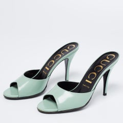 Gucci Green Leather Slide Sandals Size 38