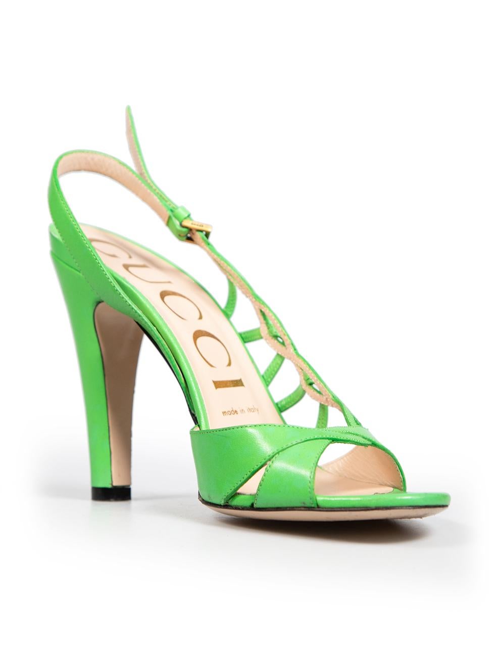 Gucci Green Leather Slingback Sandals Size IT 39 For Sale at 1stDibs