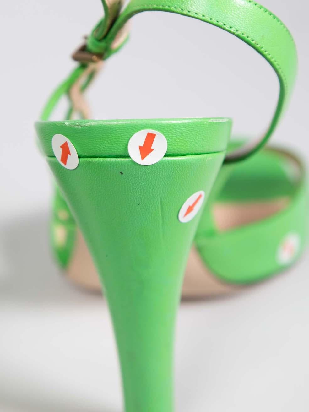 Gucci Green Leather Slingback Sandals Size IT 39 For Sale at 1stDibs