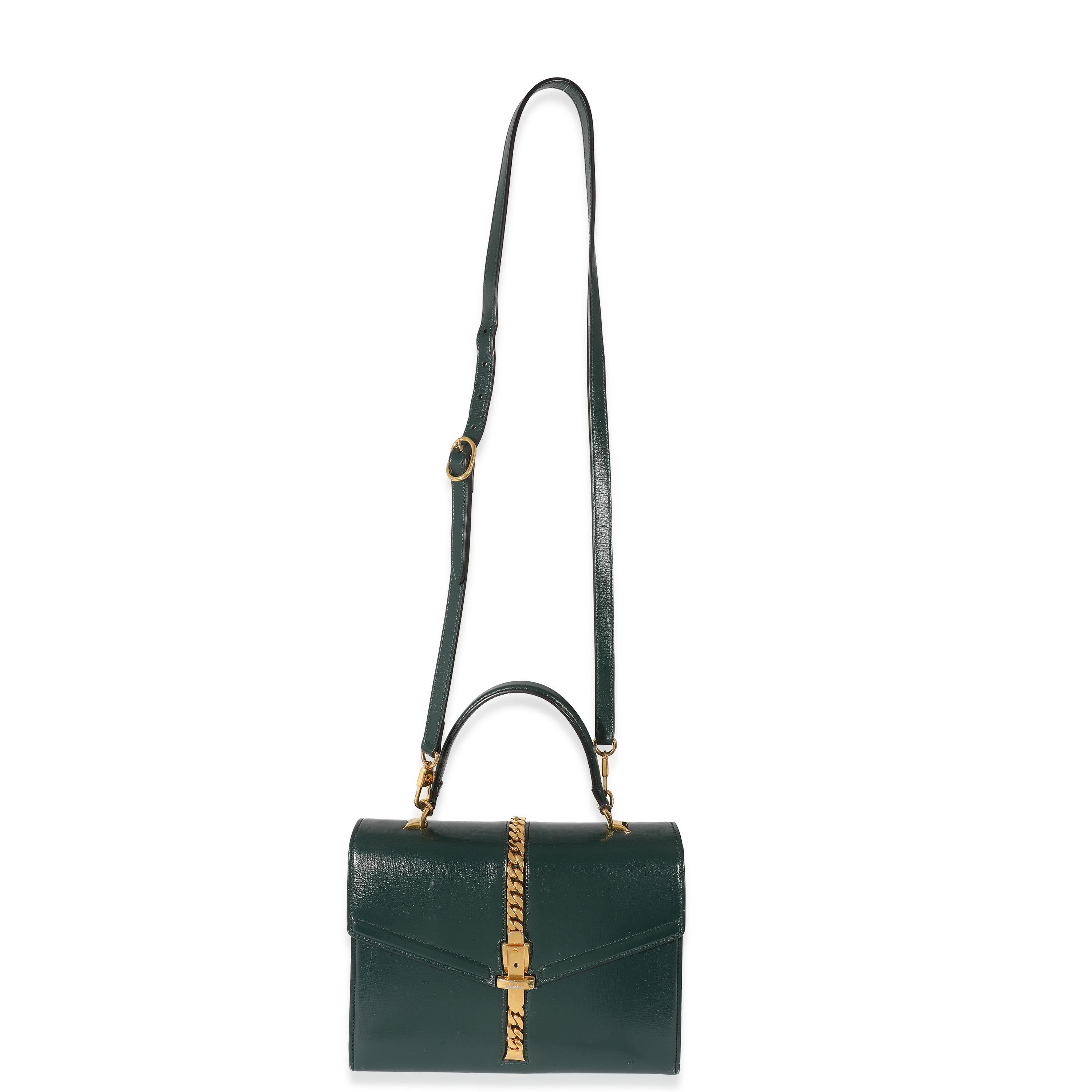 Listing Title: Gucci Green Leather Small 1969 Sylvie Top Handle Bag
SKU: 134544
Condition: Pre-owned 
Handbag Condition: Good
Condition Comments: Item is in good condition with apparent signs of wear. Exterior extensive scuffing and marks