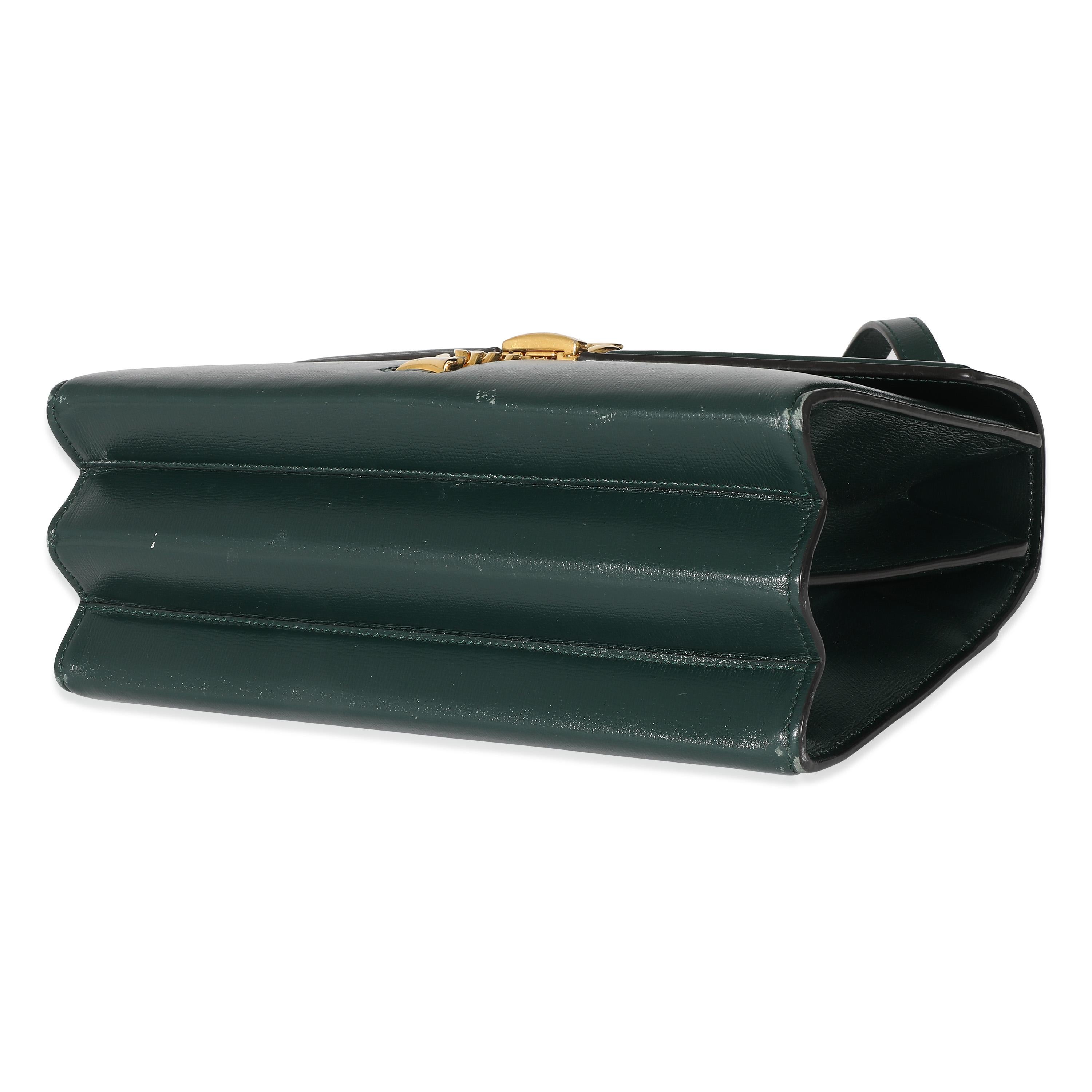 Women's or Men's Gucci Green Leather Small 1969 Sylvie Top Handle Bag For Sale