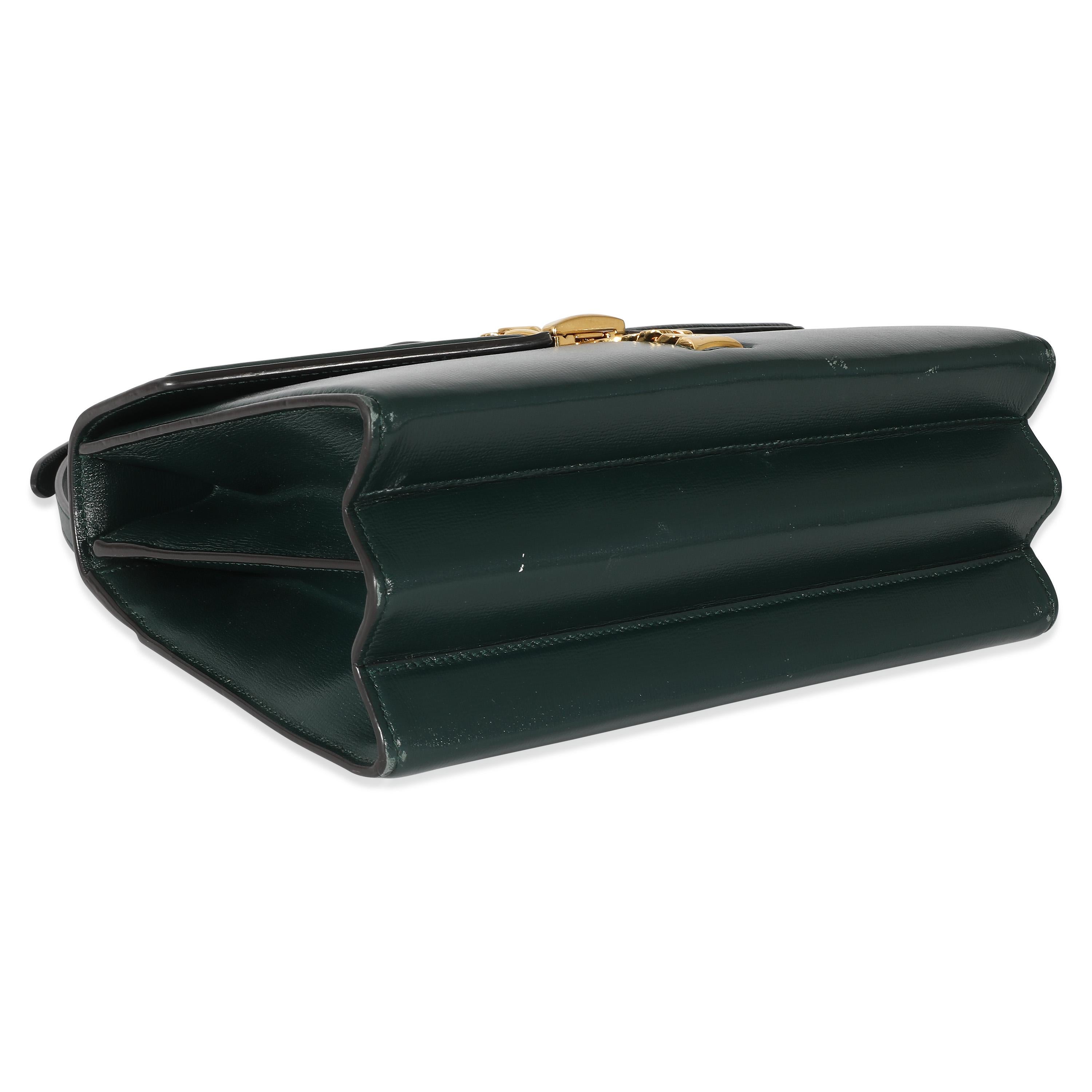 Gucci Green Leather Small 1969 Sylvie Top Handle Bag For Sale 1