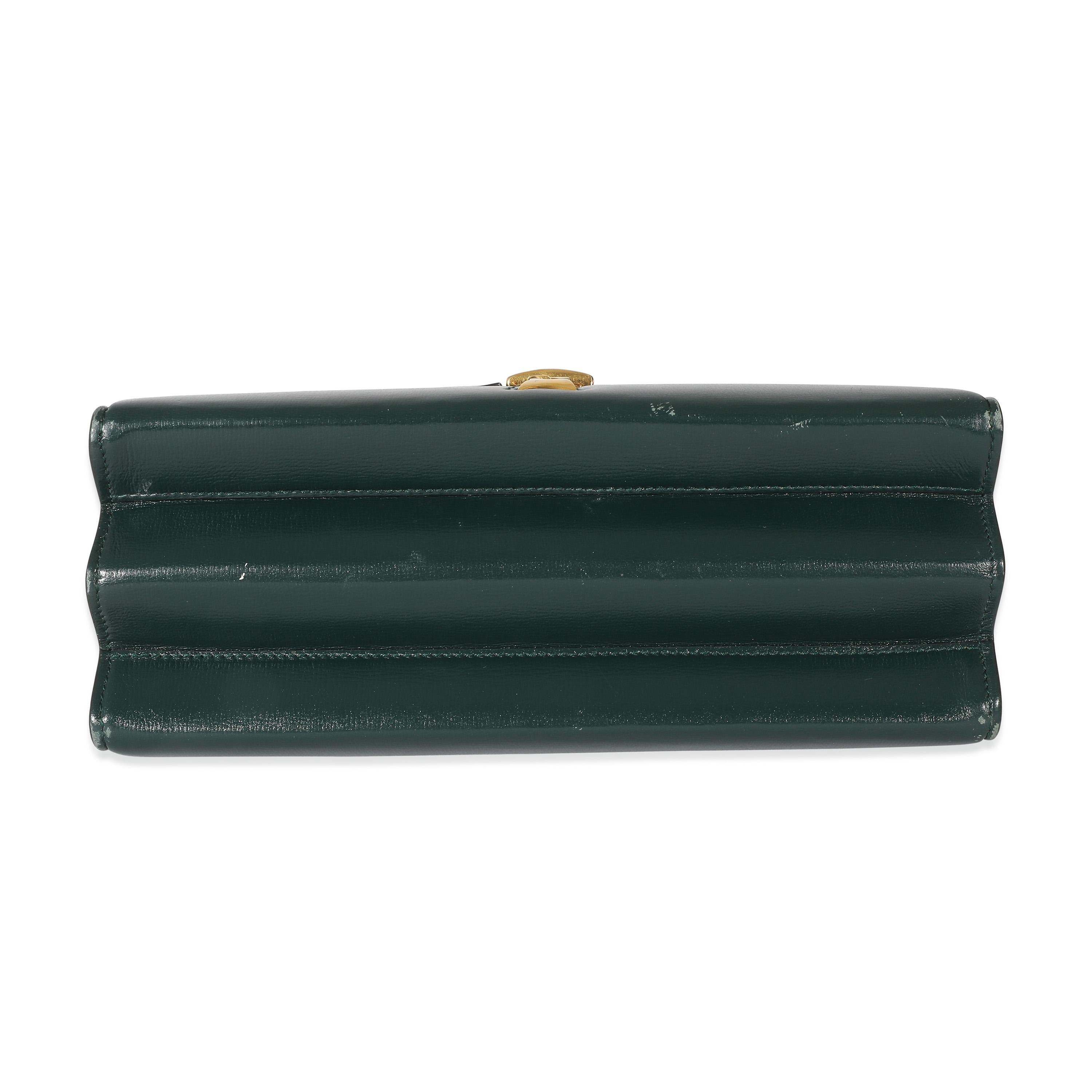 Gucci Green Leather Small 1969 Sylvie Top Handle Bag For Sale 2