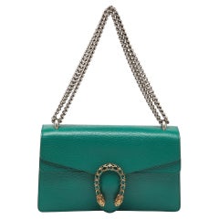 Gucci Green Leather Small Dionysus Crystals Shoulder Bag