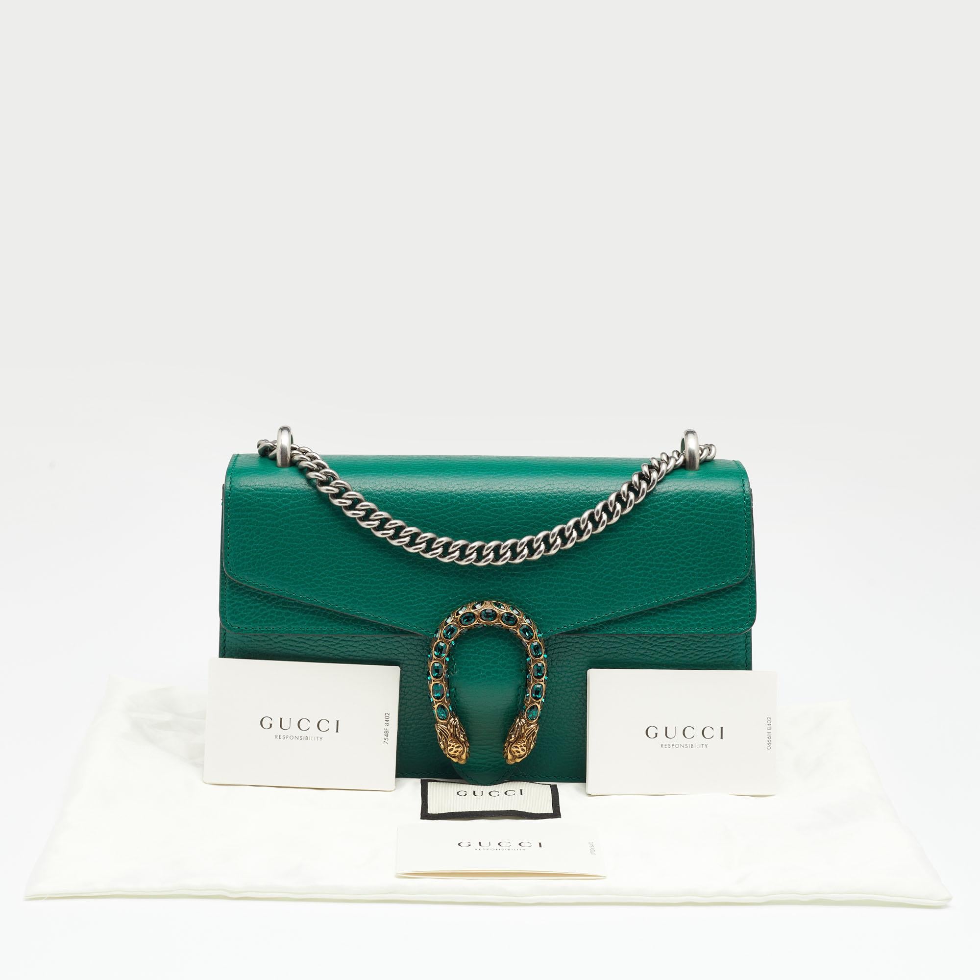Gucci Green Leather Small Dionysus Shoulder Bag 5