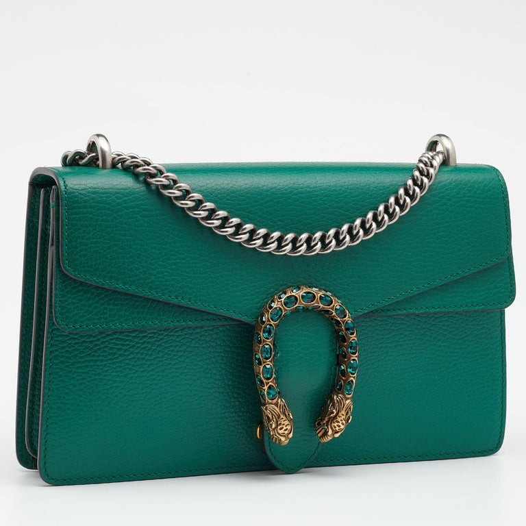 Gucci Green Leather Small Dionysus Shoulder Bag at 1stDibs | gucci green bag