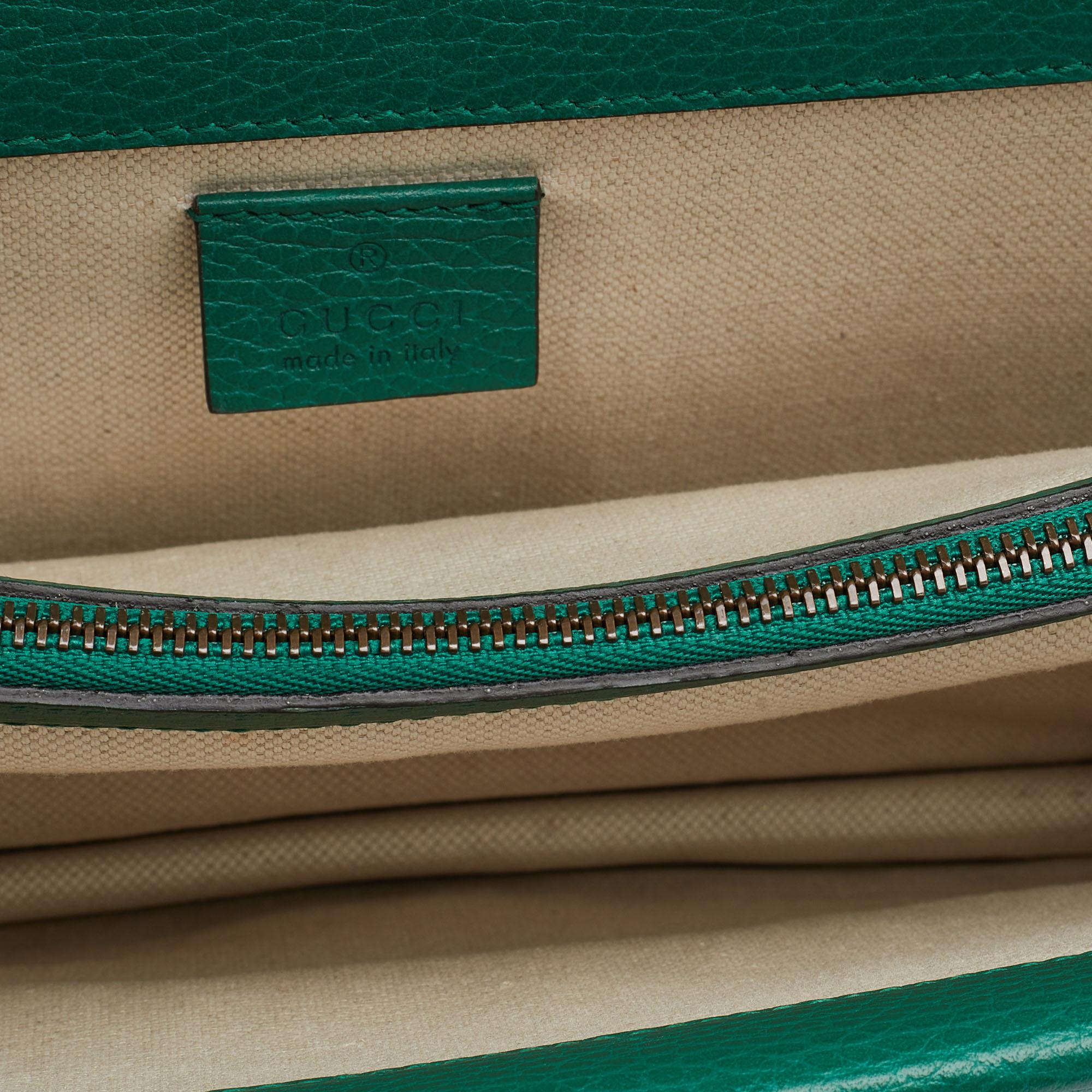 Gucci Green Leather Small Dionysus Shoulder Bag In Good Condition In Dubai, Al Qouz 2