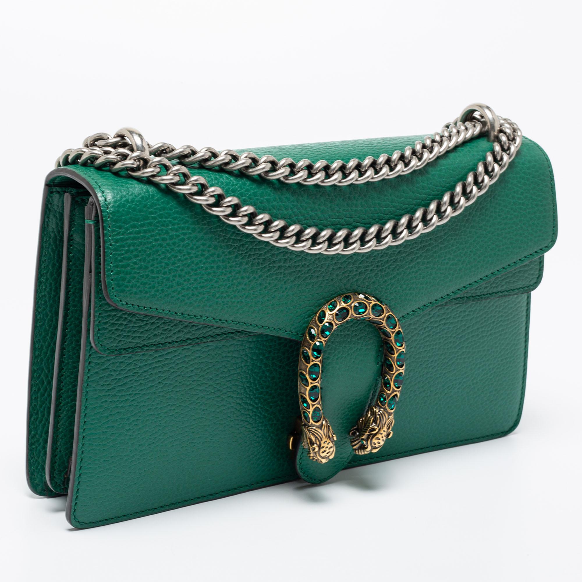 Women's Gucci Green Leather Small Dionysus Shoulder bag