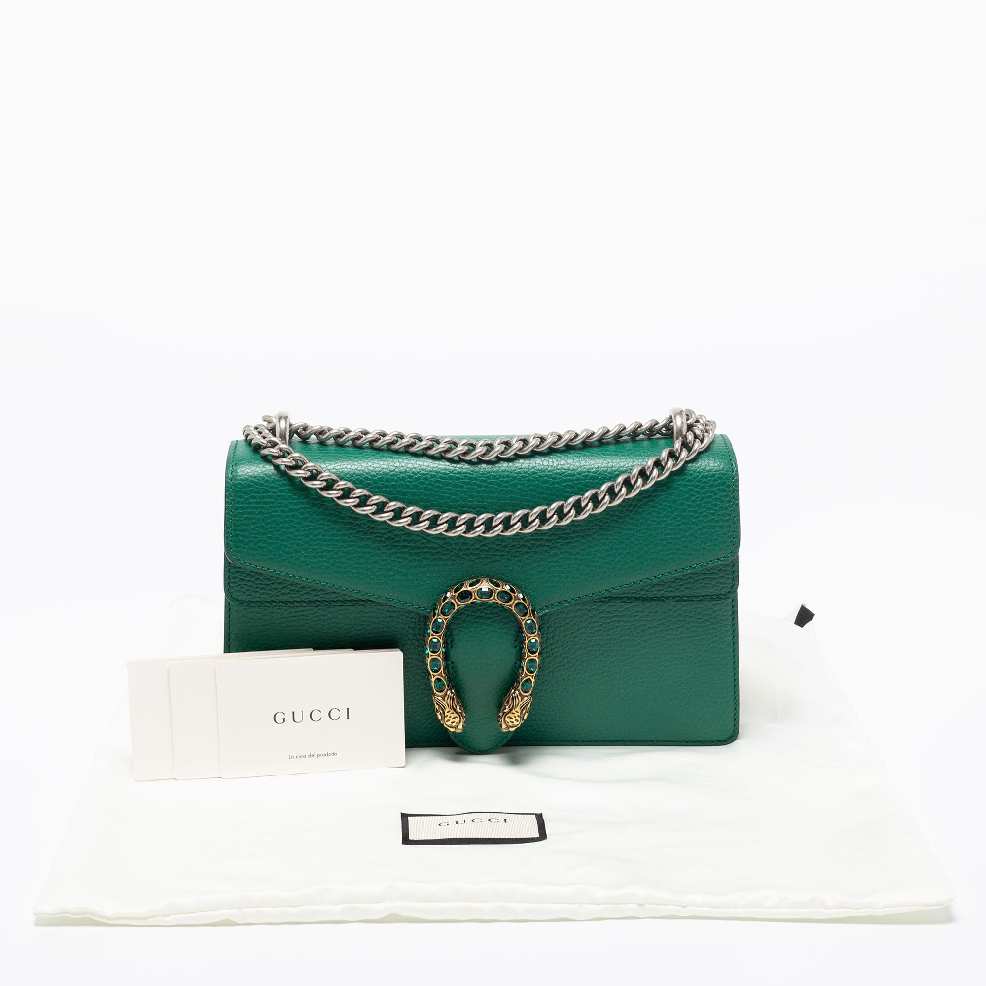 Gucci Green Leather Small Dionysus Shoulder bag 2