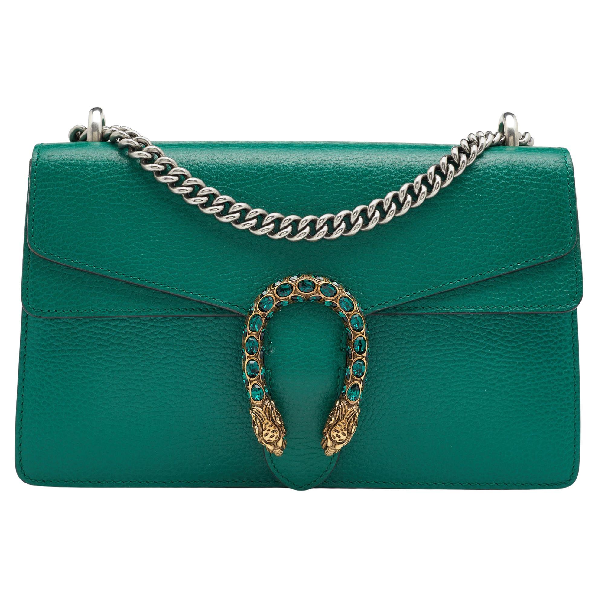 Gucci Green Leather Small Dionysus Shoulder Bag