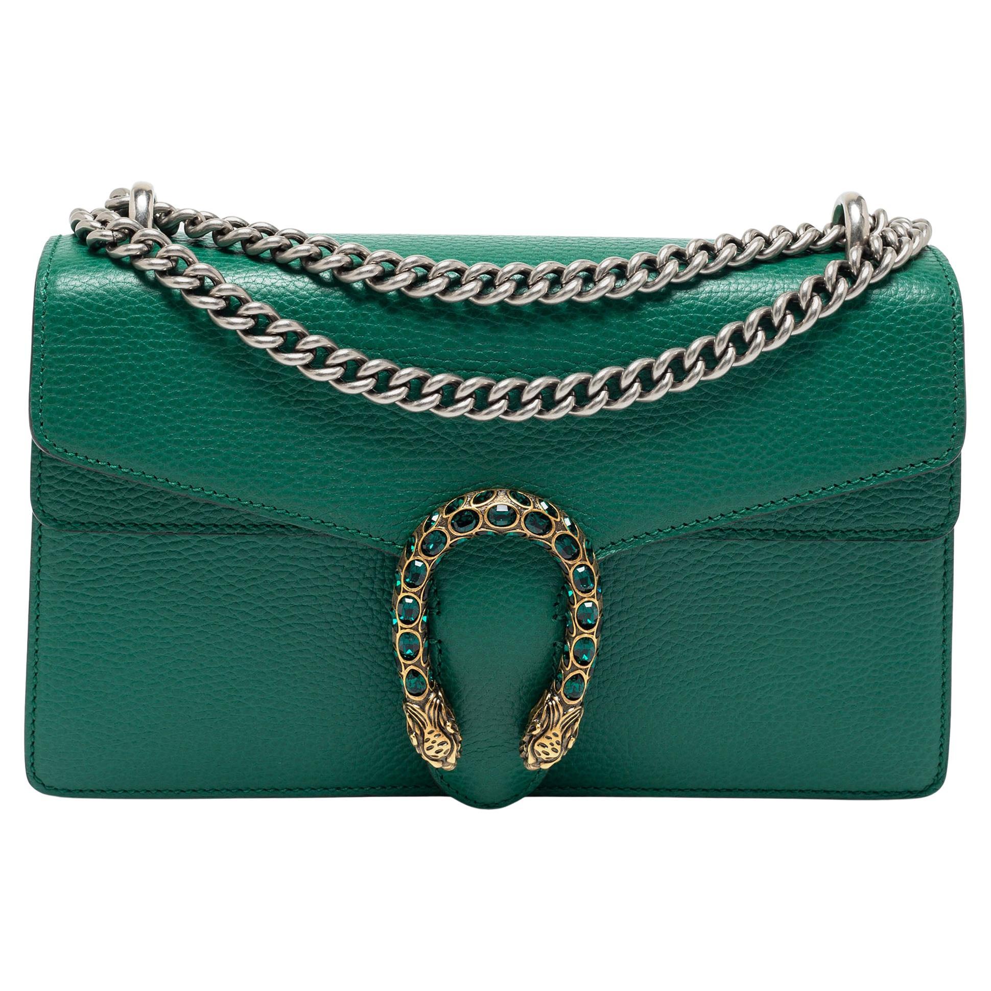 Gucci Green Leather Small Dionysus Shoulder bag