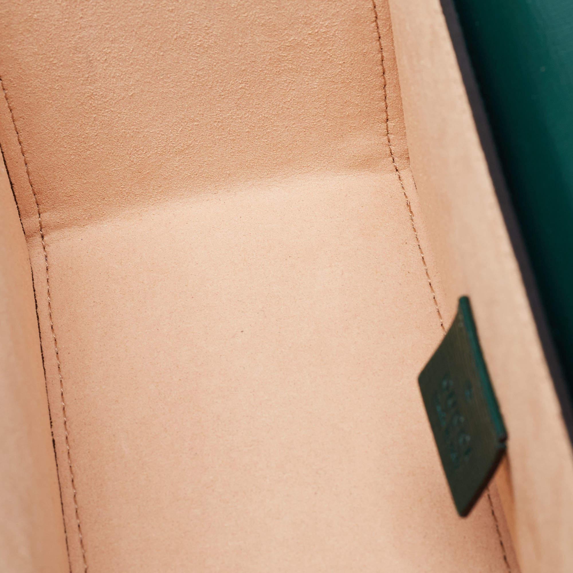 Gucci Green Leather Small Padlock Bamboo Shoulder Bag 3